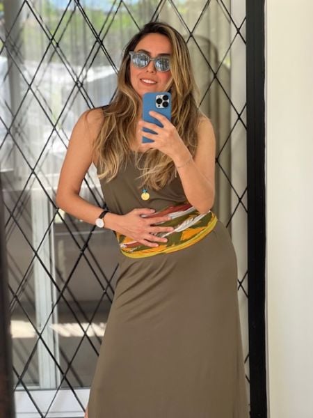 Askılı-Yandan Yırtmaçlı Haki Renk Sinu Elbise