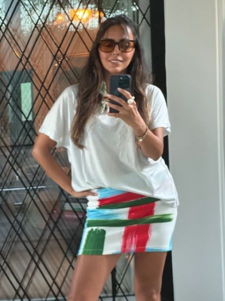 V Yaka Lyocell (Tencel) Buz Grisi Tshirt
