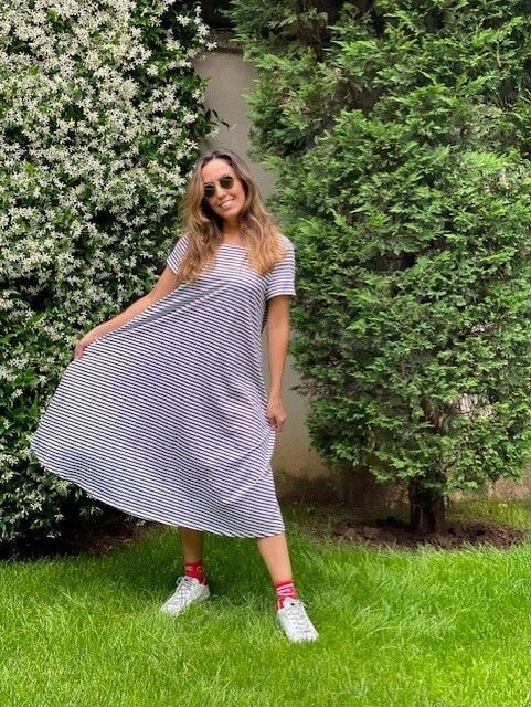 Çizgili Sinu Elbise Standart Beden